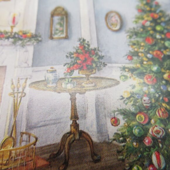 Vintage Christmas Tree Fireplace Room Setting Scene Nostalgic Festive Postcard - Picture 4 of 10